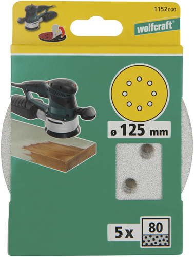 Wolfcraft hechtschuurschijven | geperforeerd | k80 | ø125 mm | 5 stuks - 1152000