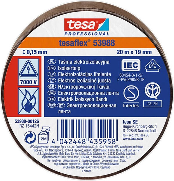 Tesa isolatietape 19mm - 20 meter - bruin