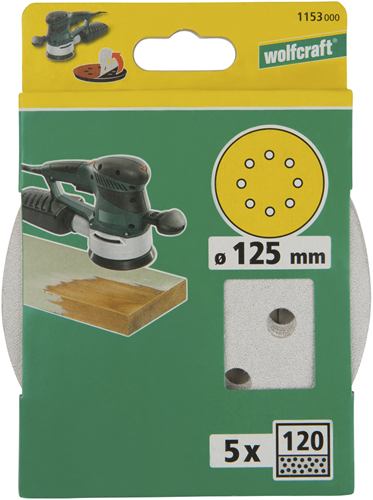 Wolfcraft hechtschuurschijven | lak verf | k120 | ø125 mm | 5 stuks - 1153000