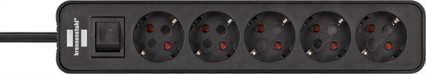 Brennenstuhl ecolor 5-way power strip (black, 1.5 meters)