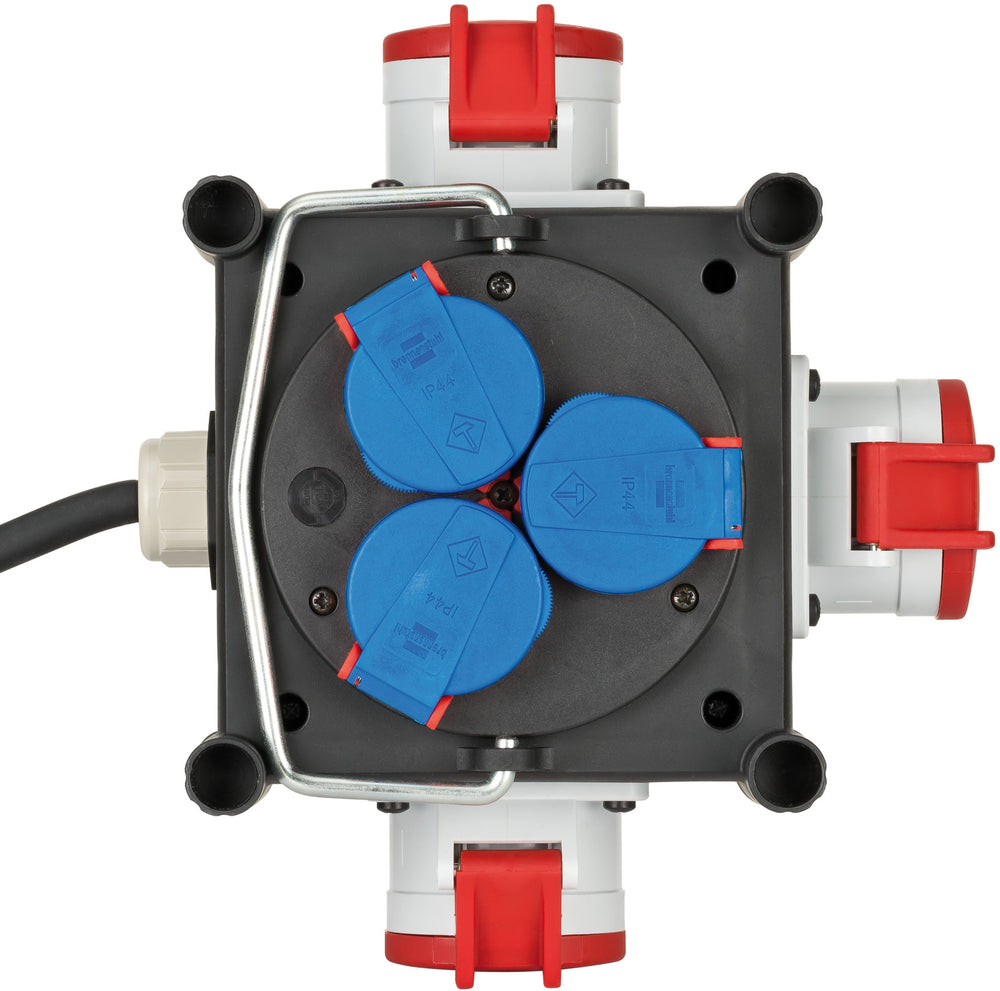 Brennenstuhl compacte rubberen stroomverdeler bsv 3 ls e 16 2 ip44 1 meter stekkerdoos (zwart, 3x geaard, 3x cee)