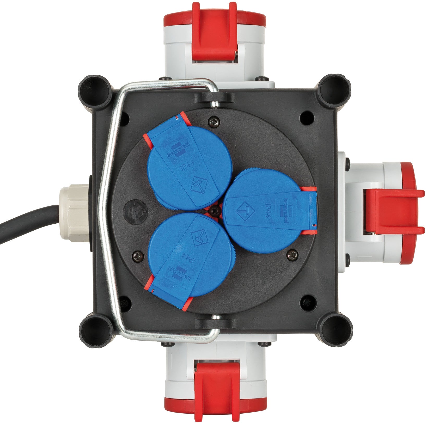 Brennenstuhl compacte rubberen stroomverdeler bsv 3 ls e 16 2 ip44 1 meter stekkerdoos (zwart, 3x geaard, 3x cee)