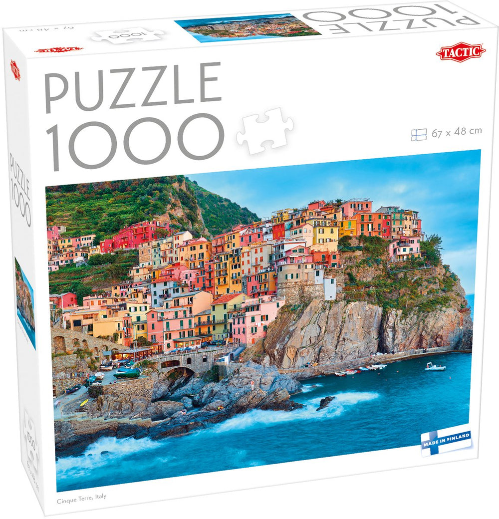 Tactic cinque terre, italy – puzzel – 1000 stukjes – kleurrijke italiaanse kustdorpen – mediterrane landschapspuzzel – hoogwaardige scandinavische kwaliteit
