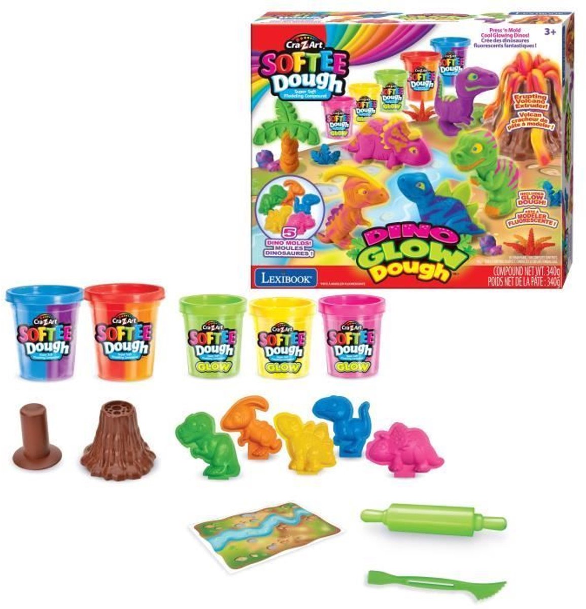Lexibook softee dough dino neon klei set