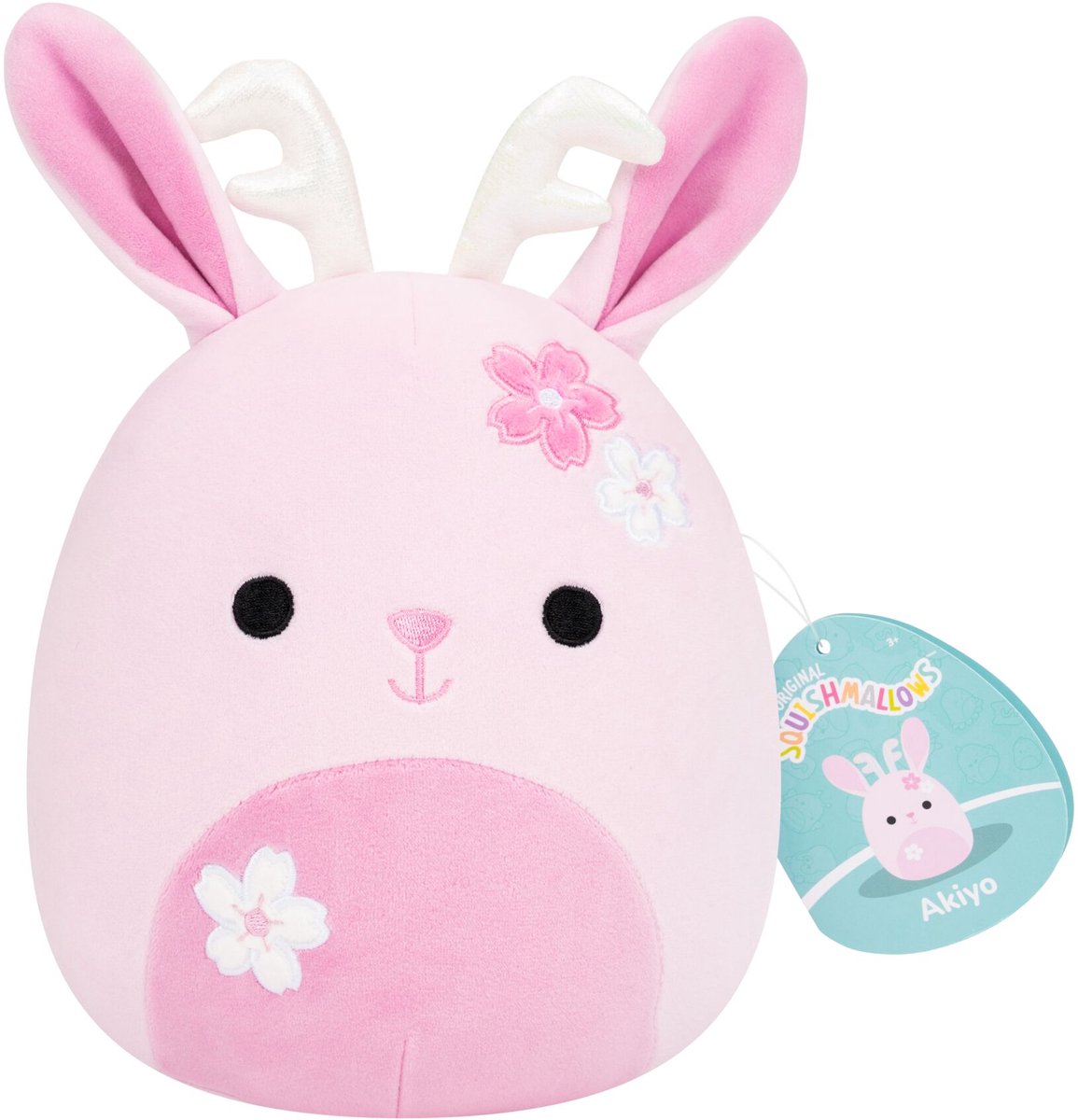 Jazwares squishmallows - little plush (akiyo - pink sakura jackalope) - 19cm plush