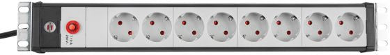 Brennenstuhl premium-line 19 contactdoosstrip voor schakelkasten 8-voudig zw lichtgr 3m h05vv-f 3g1,5 19 -format