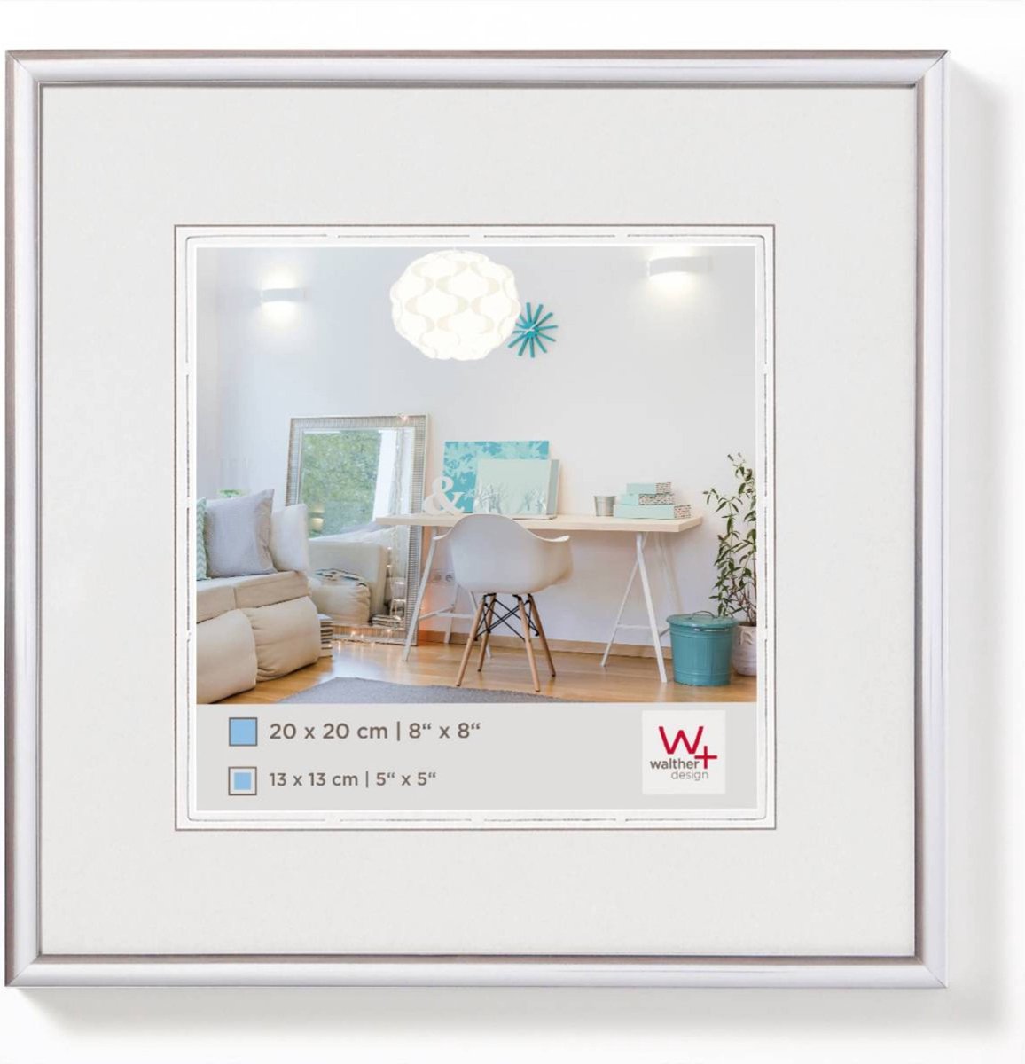 Walther new lifestyle - kunststof lijst - fotoformaat 20x20 cm - zilver