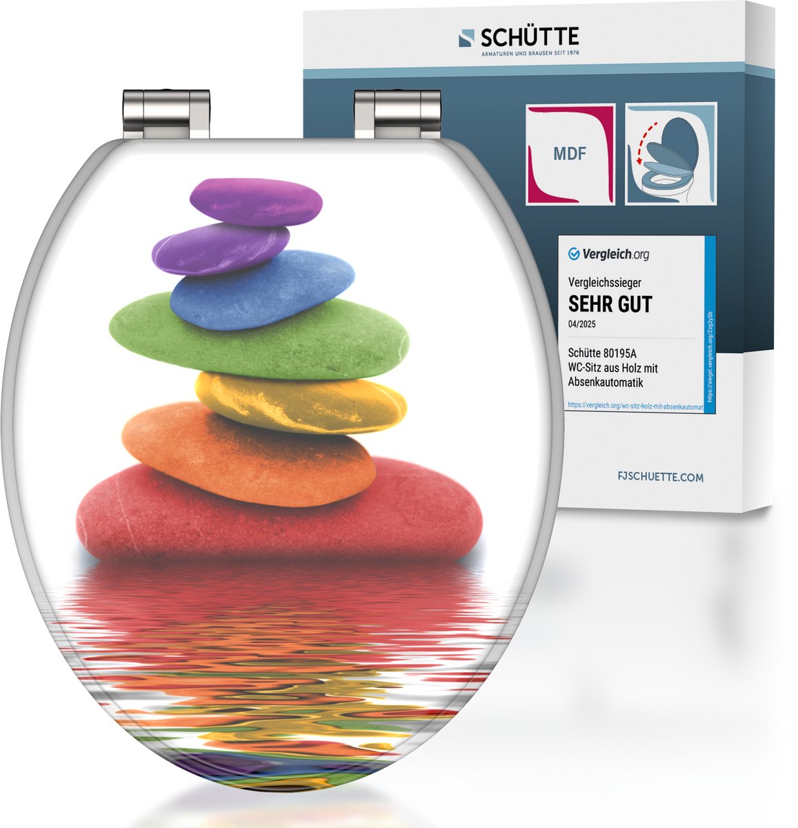 Schütte toiletbril met softclose kleurrijke stenen