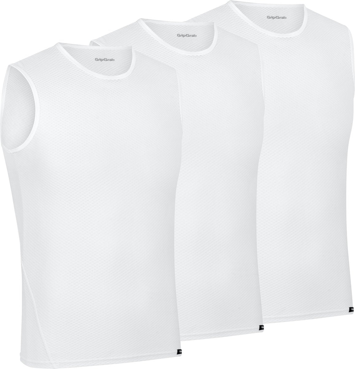 Gripgrab - ultralight 3pack mesh mouwloos base layer zomer fiets ondershirt polygiene zweethemd - wit - heren - maat l
