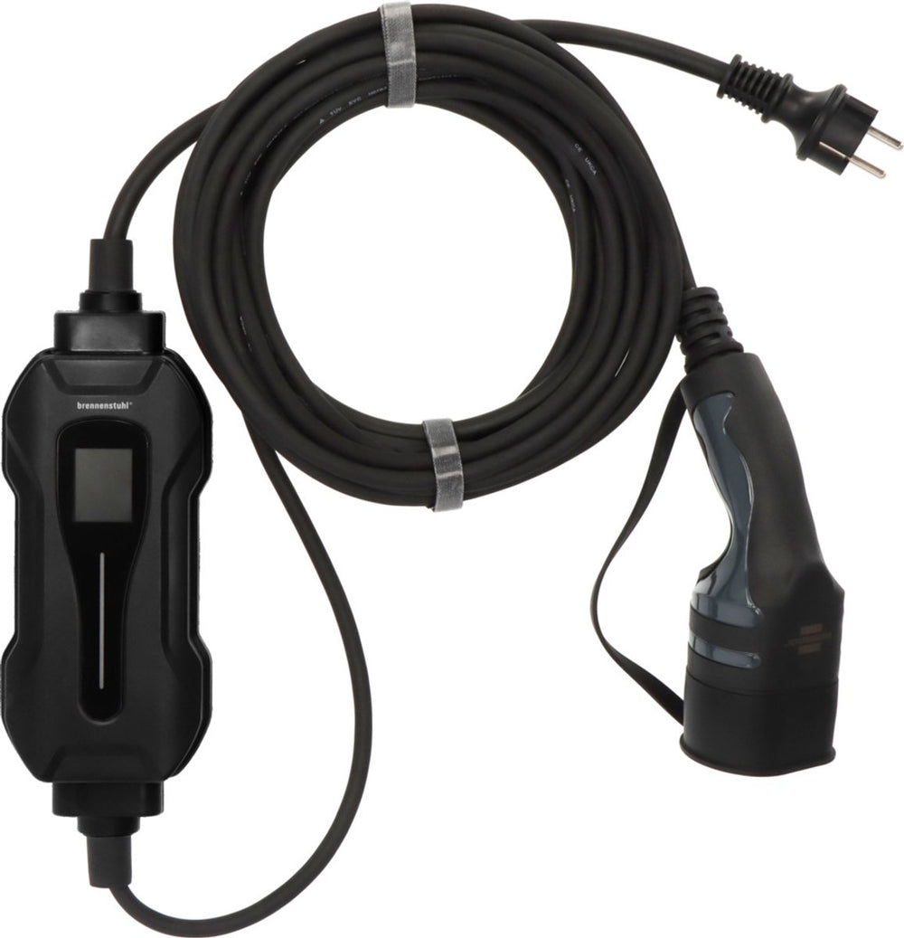 Brennenstuhl draagbare ev-lader type 2 - beschermingscontact 8m (mobiel laadstation 10a, 2.3kw, ip44, enkelfasig, display met laadinformatie, voor elektrische hybride voertuigen bev phev, incl. transporttas)