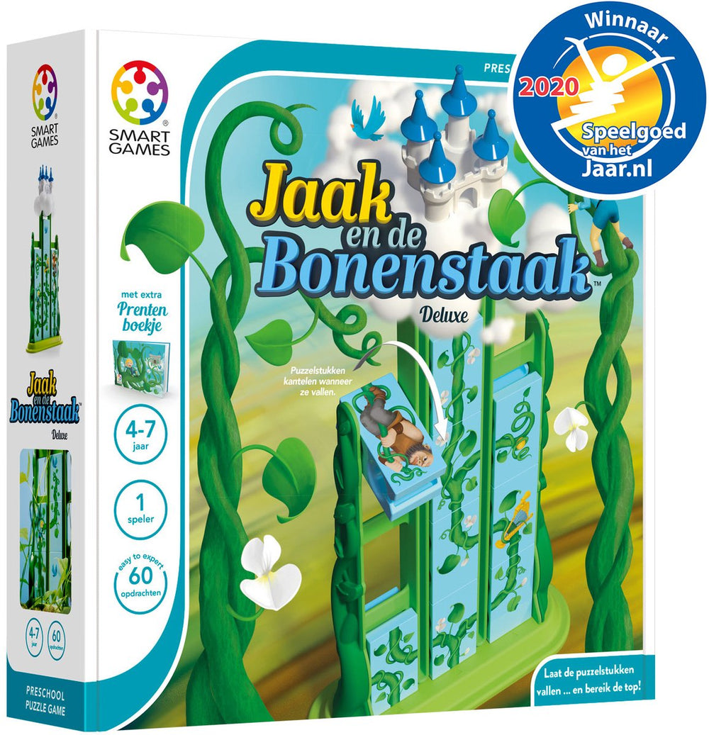 Smartgames jaak de bonenstaak - logisch denkspel voor kleuters jonge kinderen - 60 opdrachten met prentenboek - educatief solospel - vanaf 4 jaar