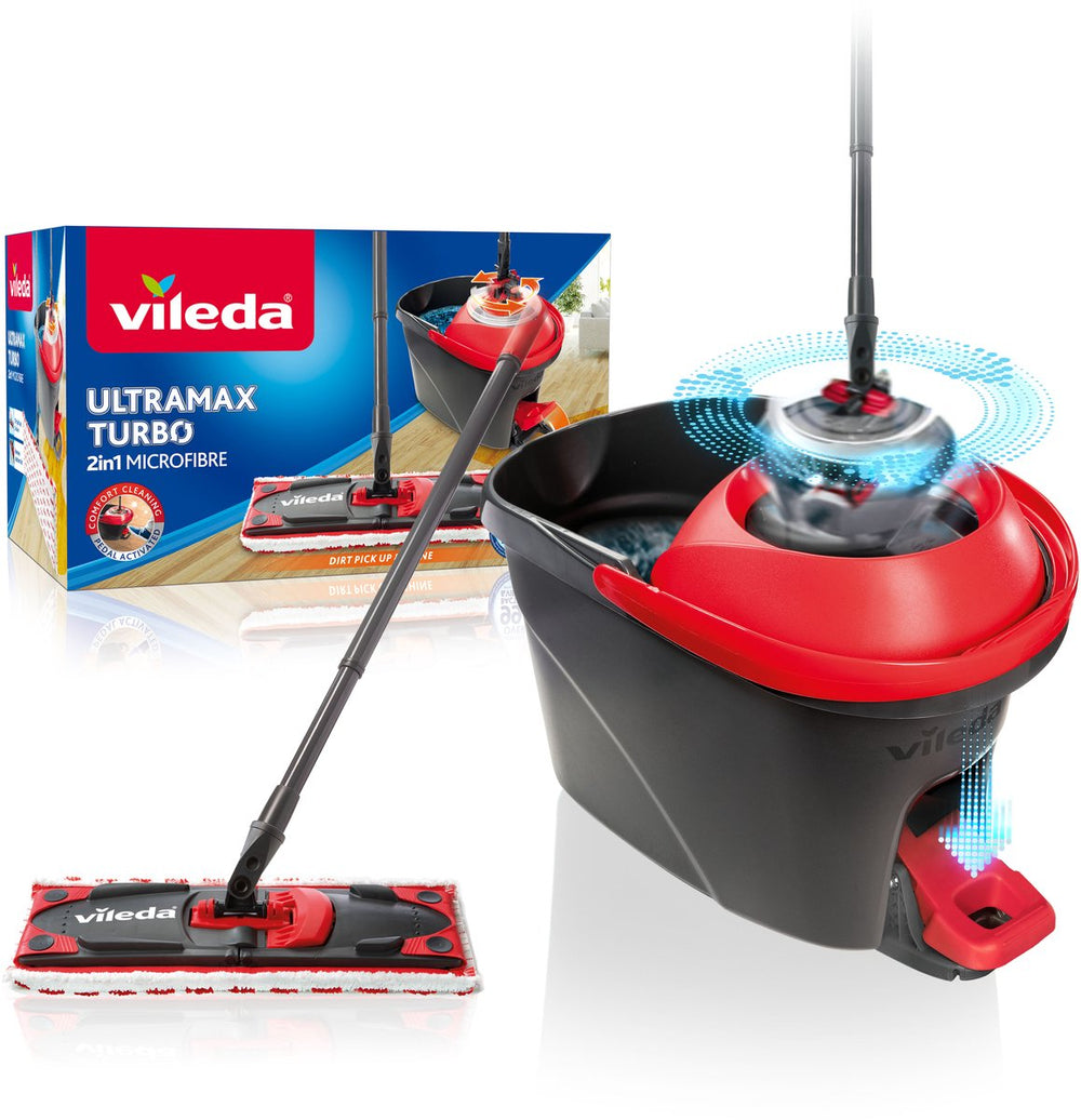 Vileda ultramax turbo dweilsysteem - complete vloerwisserset met emmer en pedaalpers - voor alle soorten vloeren