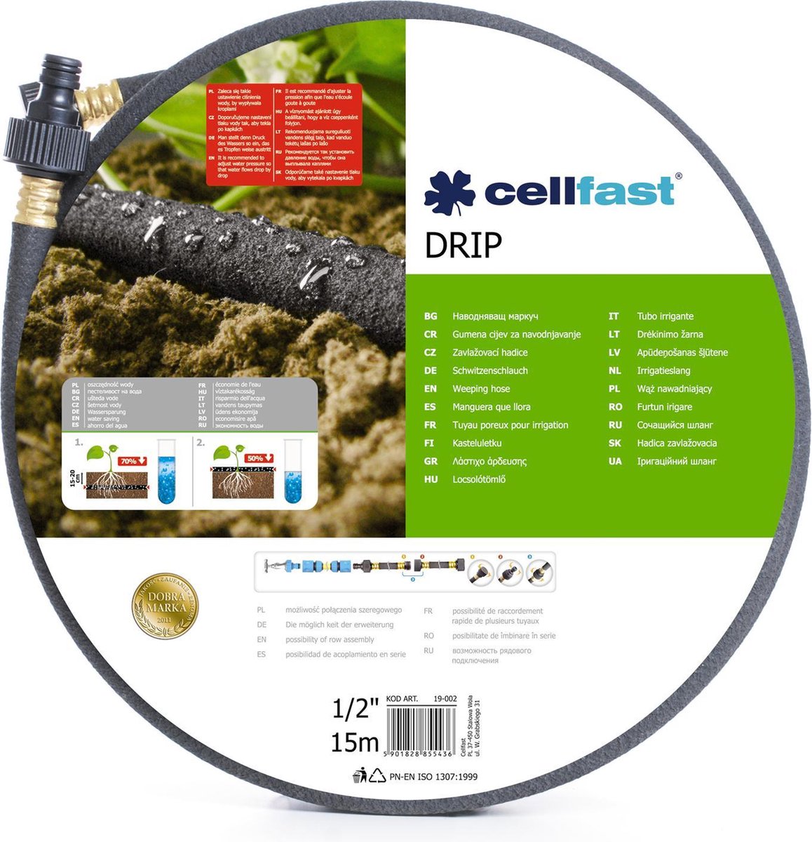 Cellfast irrigatieslang drip 15m slang voor economische en precieze irrigatie van planten