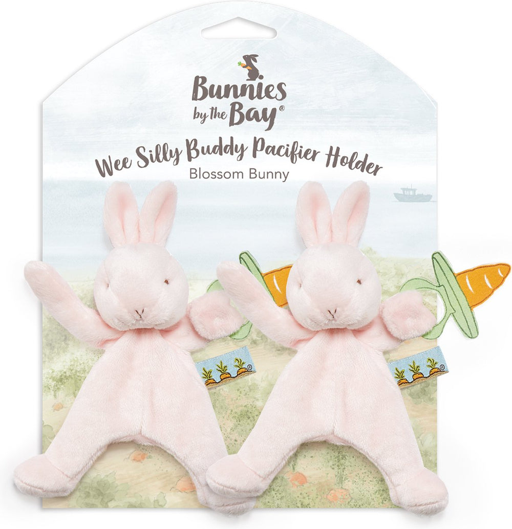 Bunnies by the bay set van 2 knuffeldoekjes met speenhouder konijn - speendoekje - klittenband sluiting voor speen - roze - 2 stuks