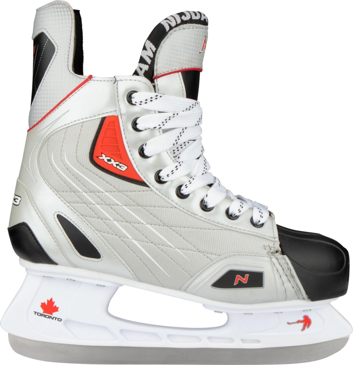 Nijdam ijshockeyschaats - polyester - deluxe - zilver zwart - maat 46