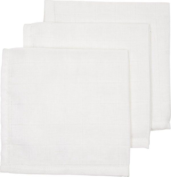 Meyco baby uni monddoekjes - 3-pack - hydrofiel - white - 30x30cm