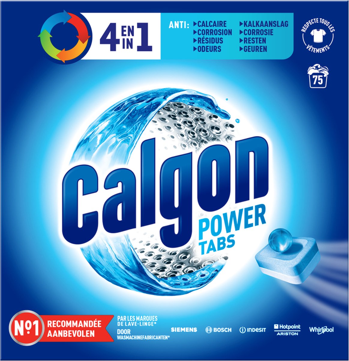 Calgon 4 in 1 - wasmachine reiniger en anti kalk - 75 tabletten