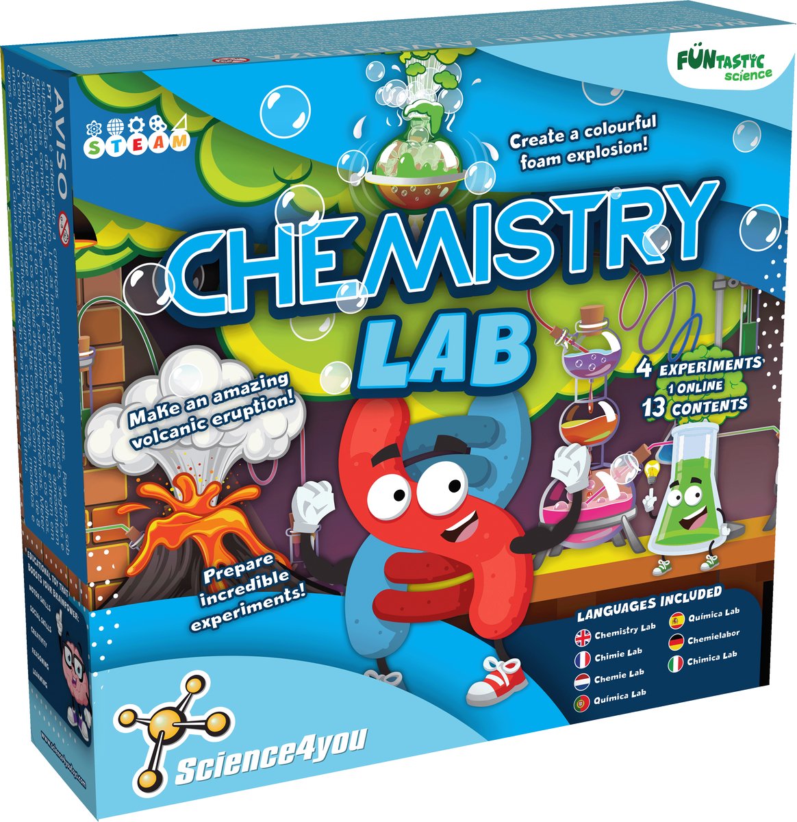 Science 4 you science4you funtastic chemistry lab - wetenschap speelgoed kinderen - chemie kit - schuimkolommen - educatief boek: bereid ongelooflijke experimenten voor!