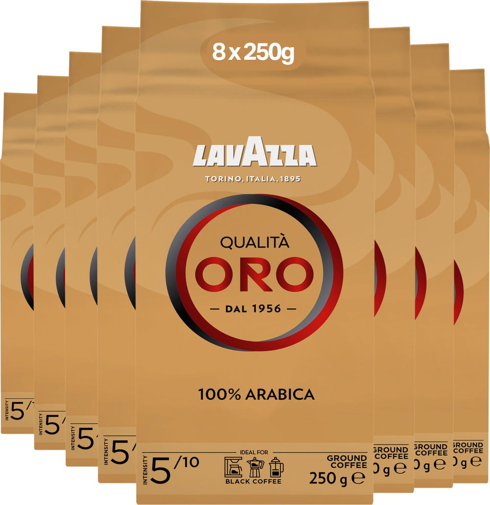 Lavazza qualità oro filterkoffie - gemalen koffie - 100% arabica bonen - intensiteit 5 10 - 8 x 250 gram