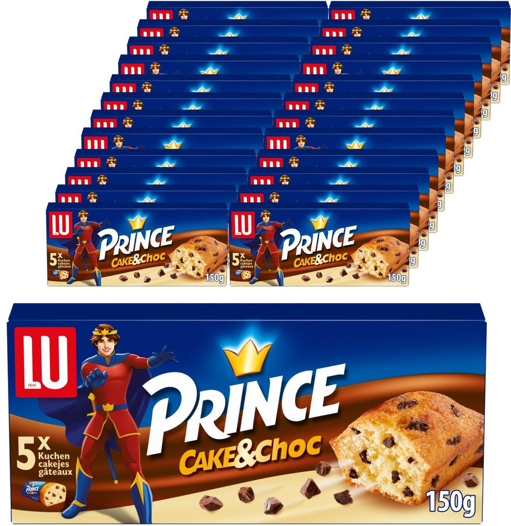 Lu prince cake choc 16 x 150g (5 x 30g) - koekjes - koek voor onderweg - koffie - thee - werk - voorraad