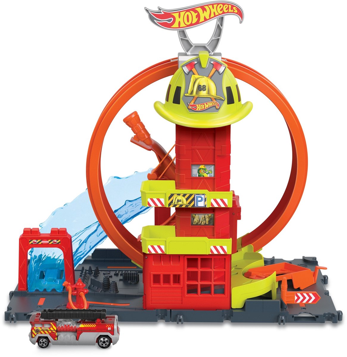 Hot wheels city super fire station - speelfigurenset