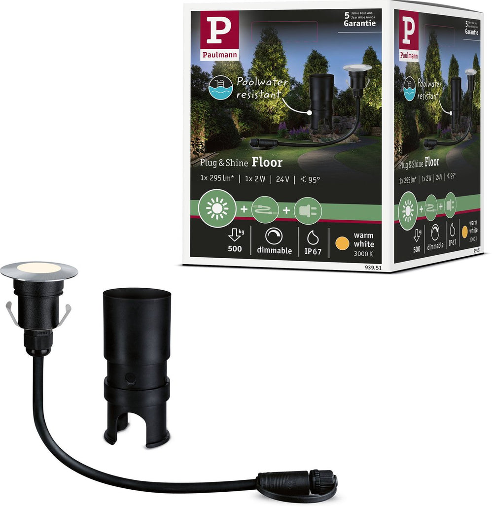 Paulmann plug shine led-grondinbouwlamp floor mini losse spot ip67 3000k 2,5w zilver