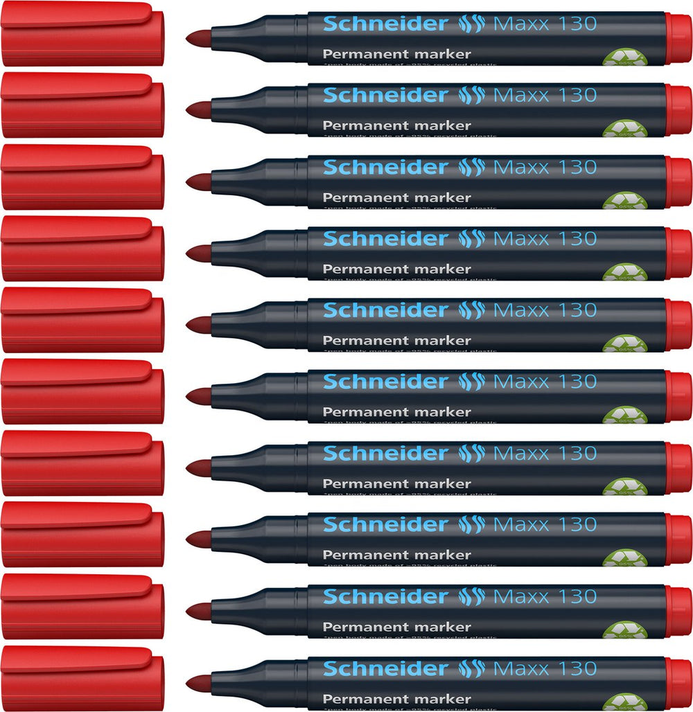 Schneider schrijfwaren schneider permanent marker - maxx 130 - ronde punt - schrijfkleur rood - doos 10 stuks
