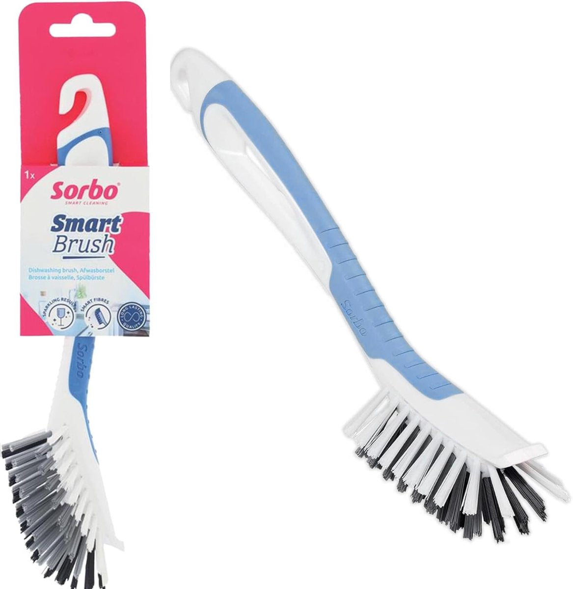 Sorbo smart brush - 3 typen borstelharen - antislip handvat - blauw