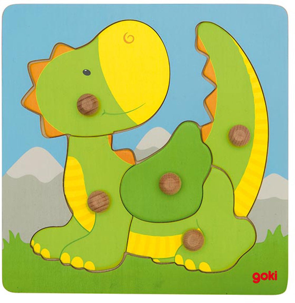Goki houten noppenpuzzel draak, 5st.