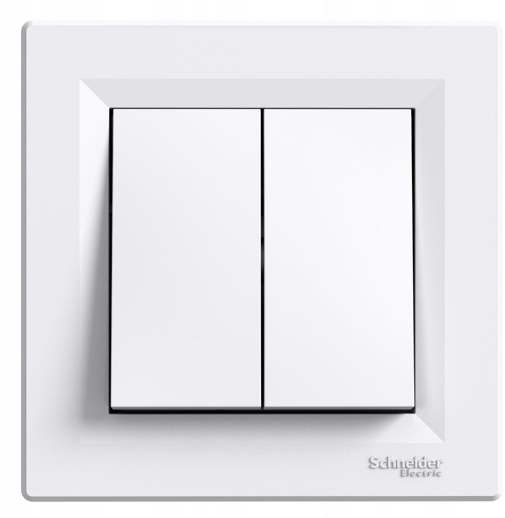 Schneider electric asfora - dubbele schakelaars - wit - 10a - 250v