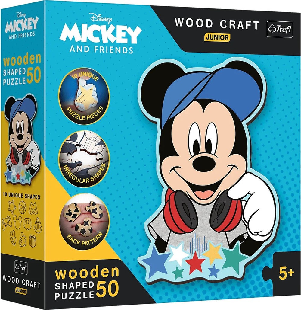 Trefl in de wereld van mickey houten knutsel junior disney legpuzzel - 50 stukjes - vanaf 4 jaar