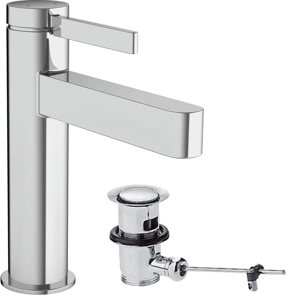 Hansgrohe finoris - wastafelmengkraan - ééngreeps bediening - met trekwaste - 110mm - chroom