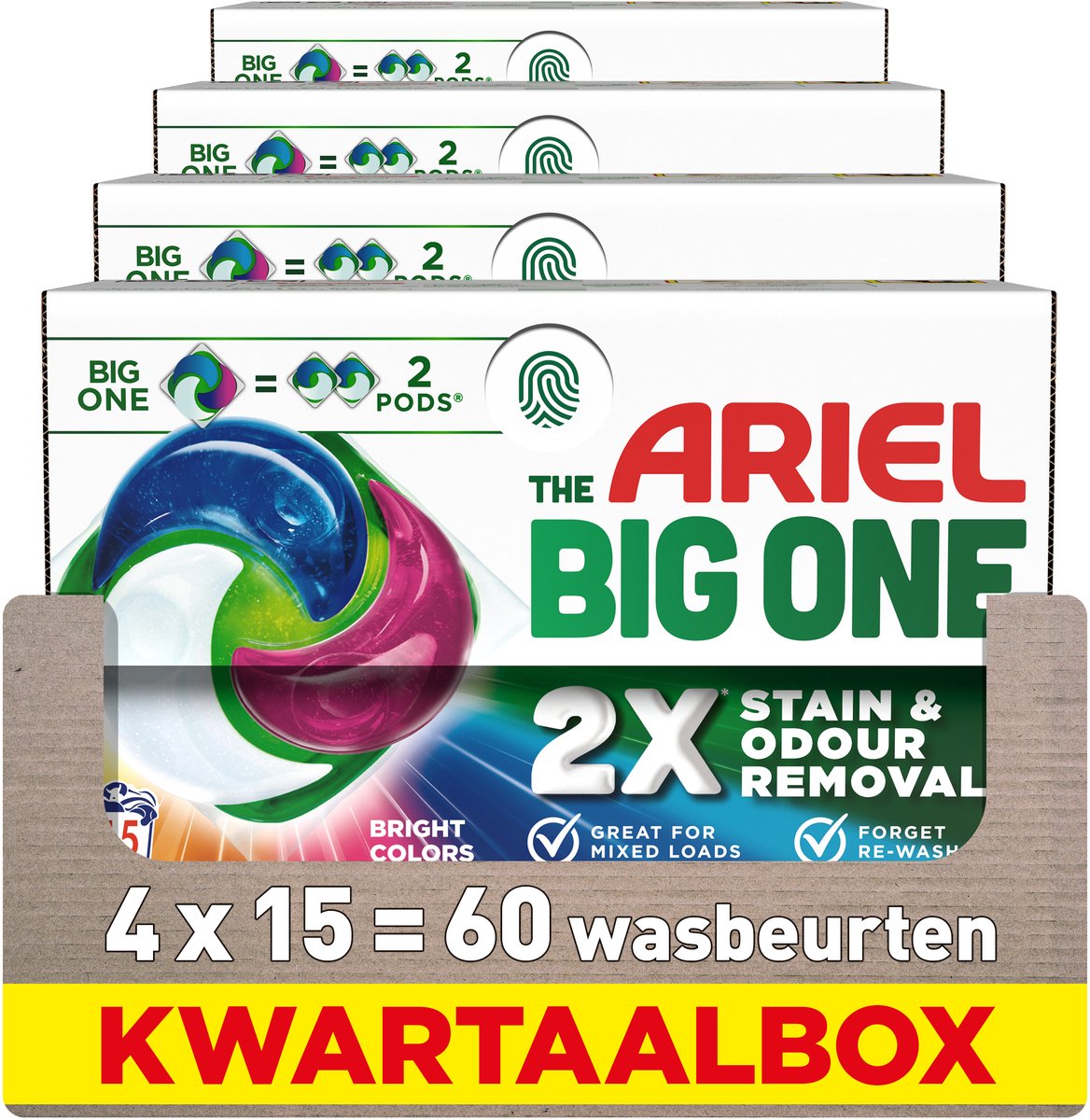 Ariel 3in1 wasmiddel pods the big one color - 4 x 15 stuks