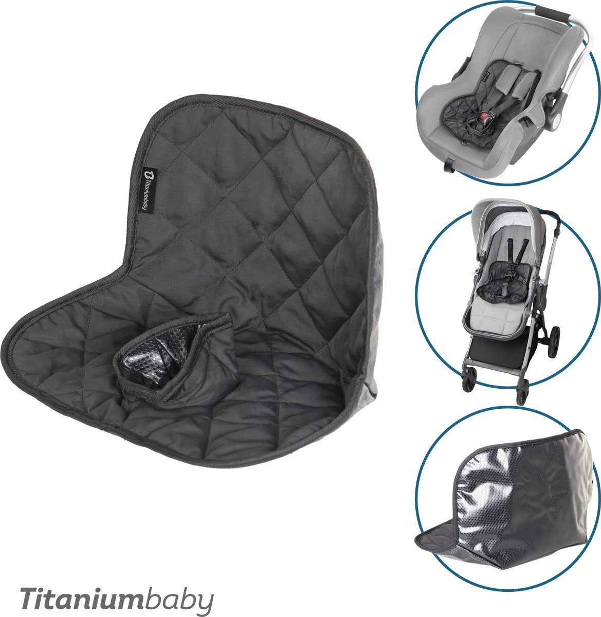 Titanium baby titaniumbaby waterdichte zitbeschermer (pee pee pad) voor autostoel buggy