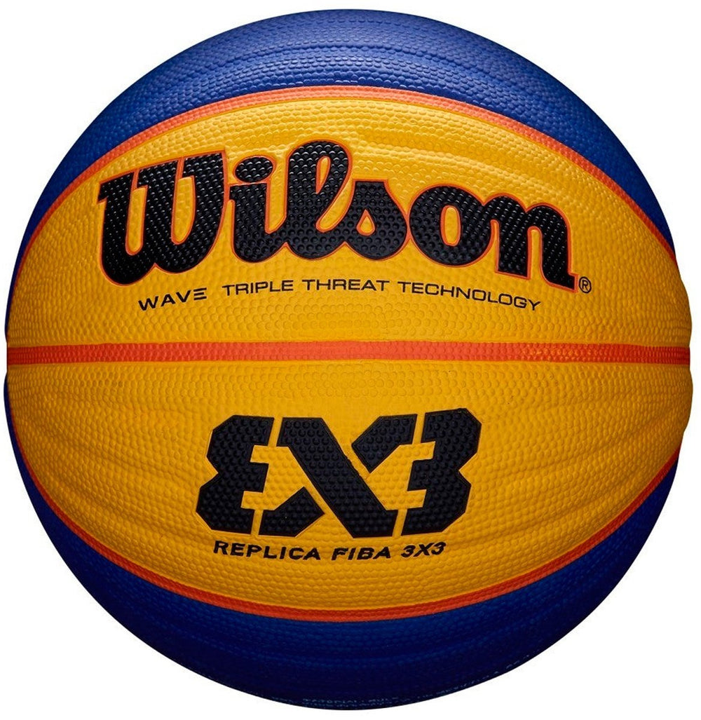 Wilson fiba 3x3 replica - basketbal - geel blauw - outdoor - maat 6