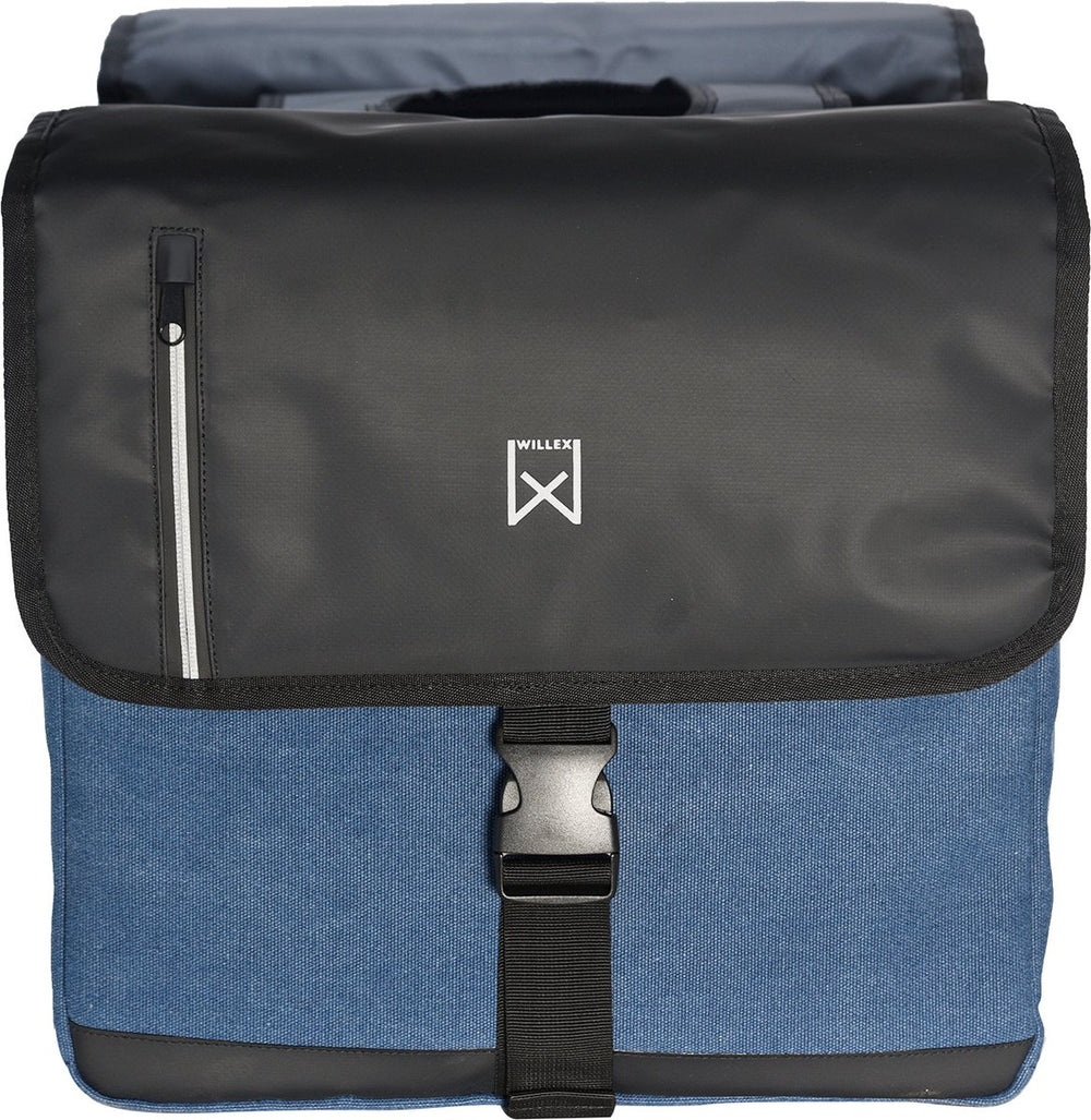Willex - dubbele canvas bisonyl tas - 30 liter - universele bevestiging - zwart blauw