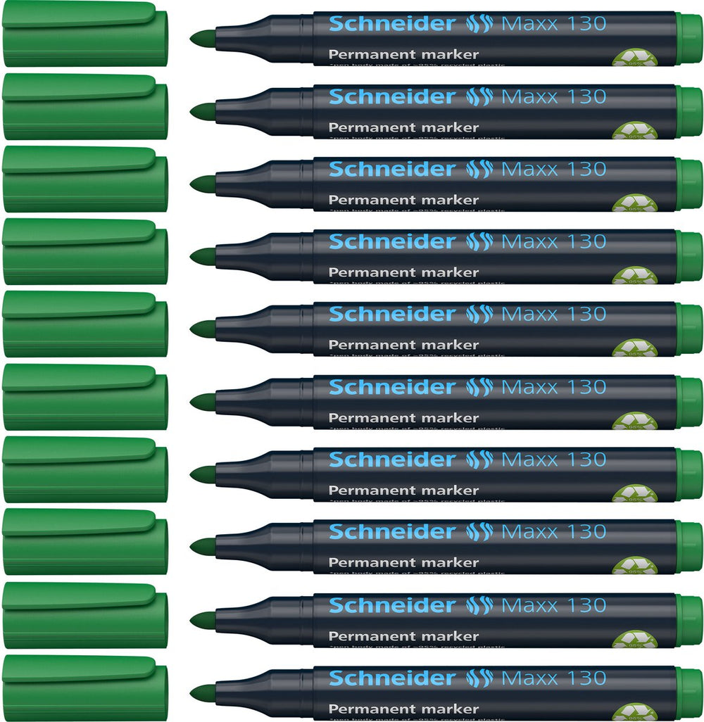 Schneider schrijfwaren schneider permanent marker - maxx 130 - ronde punt - schrijfkleur groen - doos 10 stuks