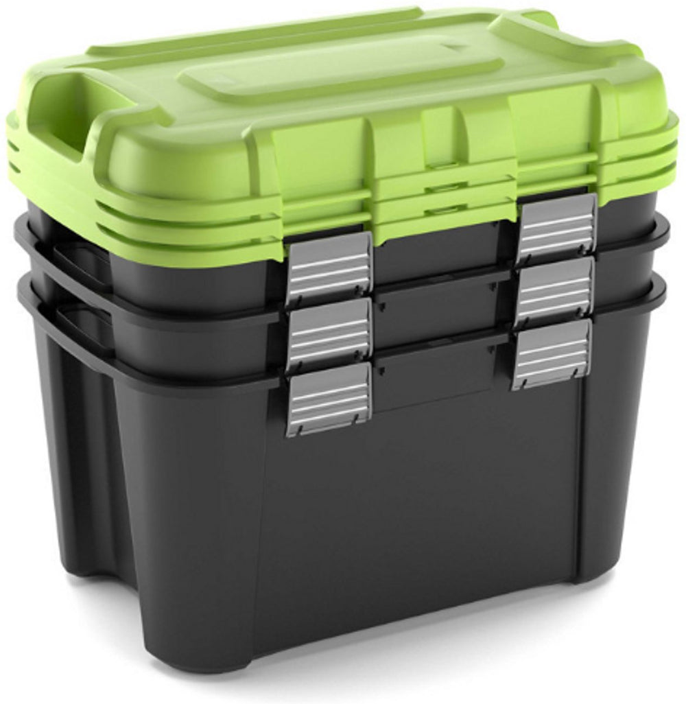 Keter totem opbergbox - 3x80l - 79,5x39,5x37,1cm - zwart groen
