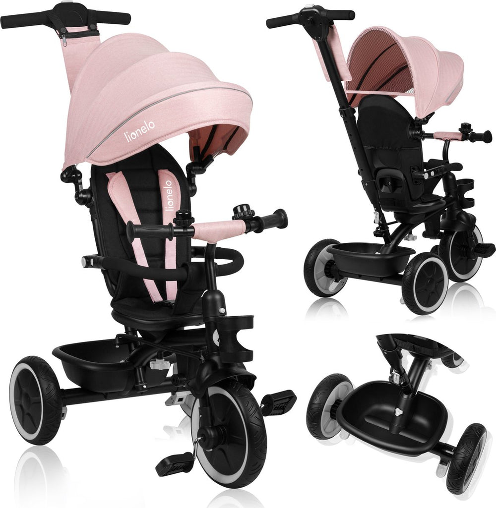 Lionelo berry driewieler 2in1 - tot 25kg - 360° draaibare stoel - wandelwagen fiets in één - pu wielen - vrijloopwiel - verstelbare duwstang - zon- regenkap - groeit met het kind mee - zonder gereedschap te monteren
