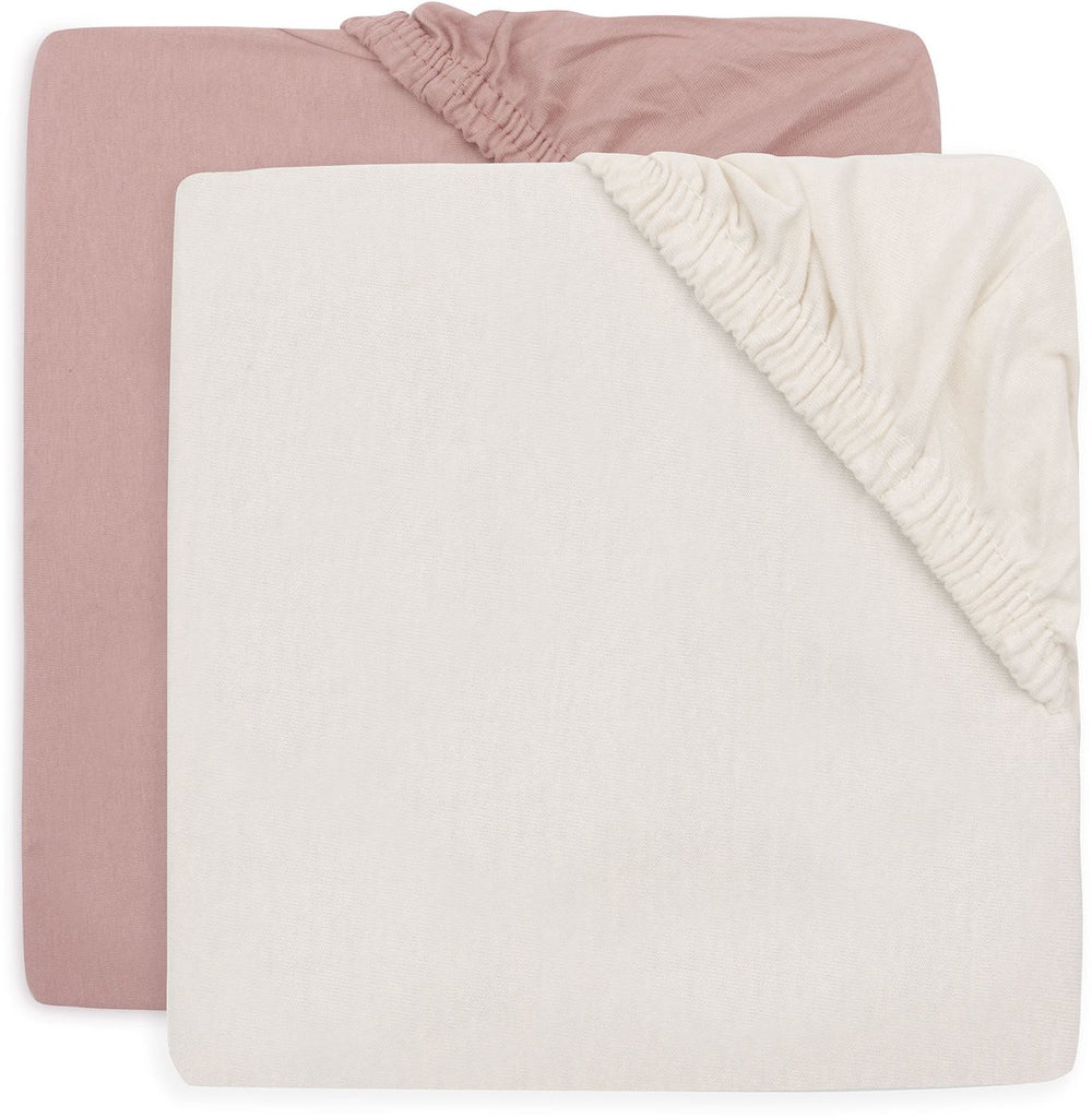 Jollein hoeslaken ledikant - 60x120cm - jersey - wild rose ivory