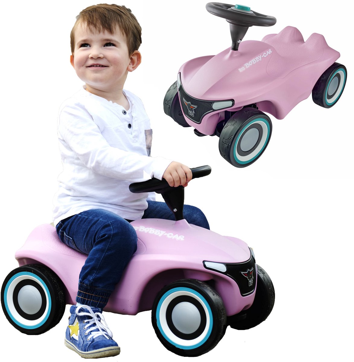 Grote bobby auto neo roze loopauto