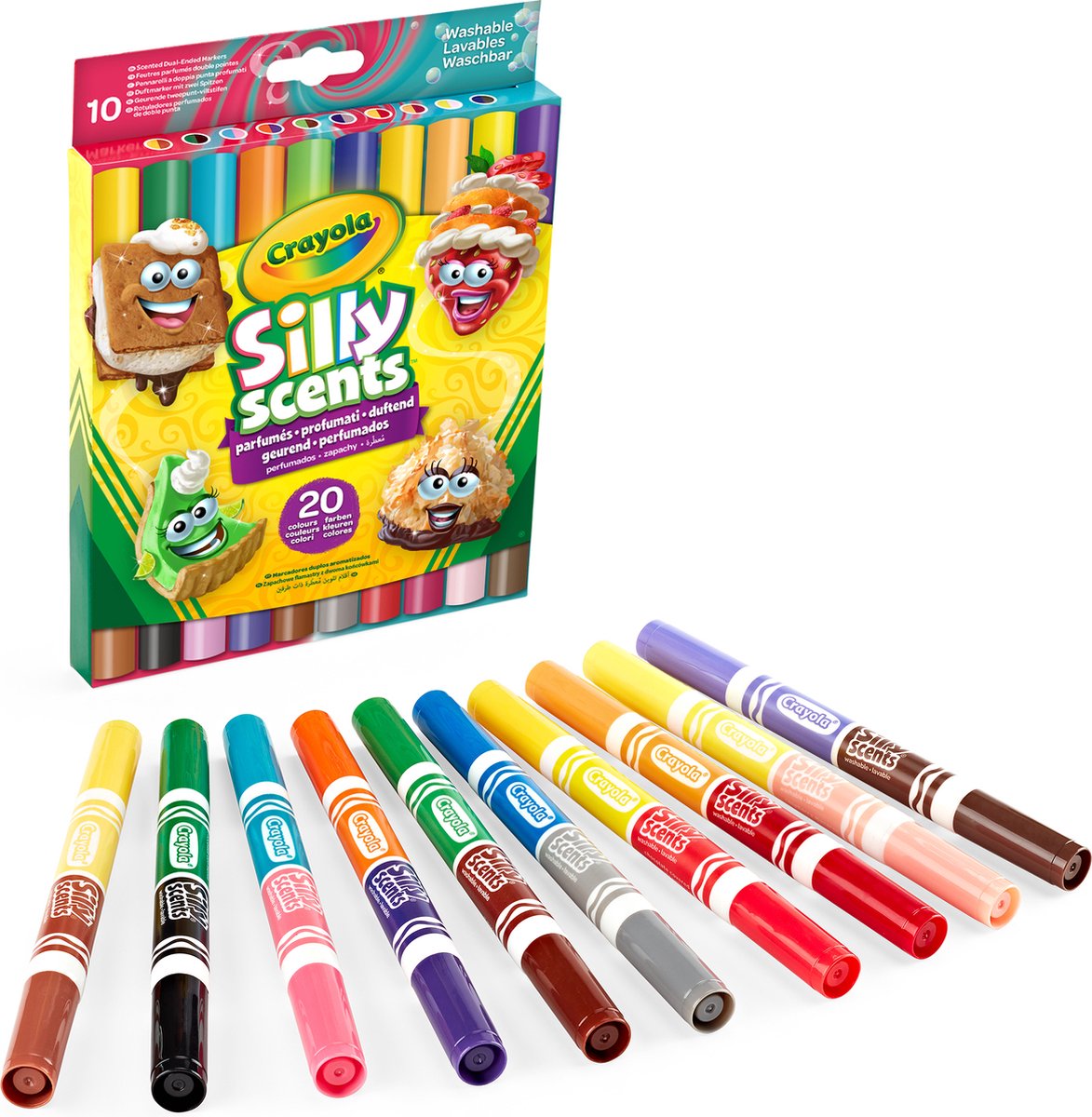 Crayola - silly scents - viltstiften - 10 geurstiften dubbele maxi-punt - 20 kleuren - voor kinderen