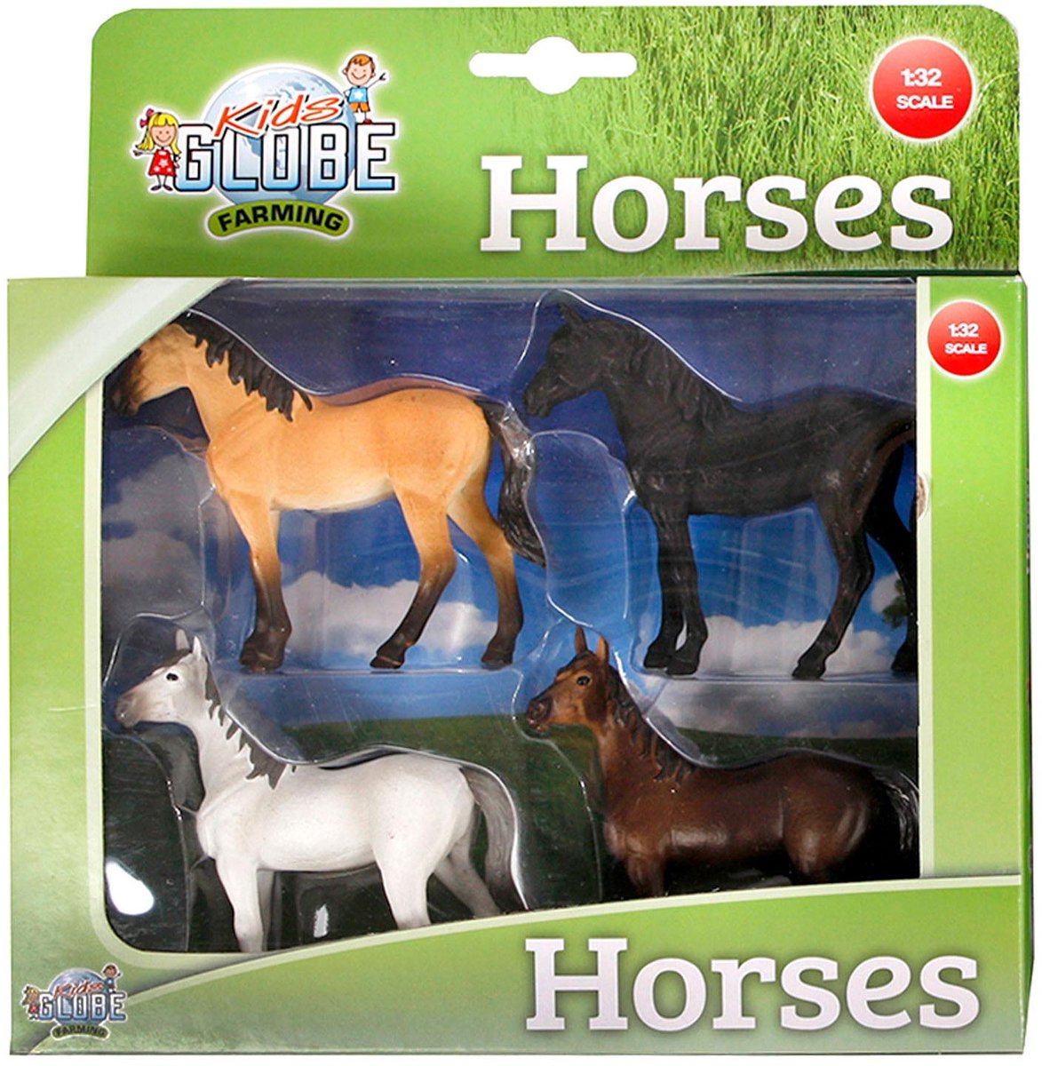 Kids globe paarden, 4st. 1:32
