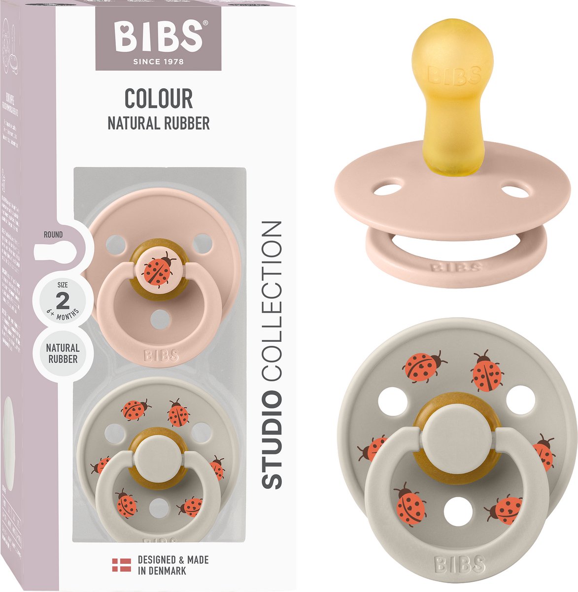 Bibs colour fopspeen - 6-18 mnd - 2-pack - rond - blush sand