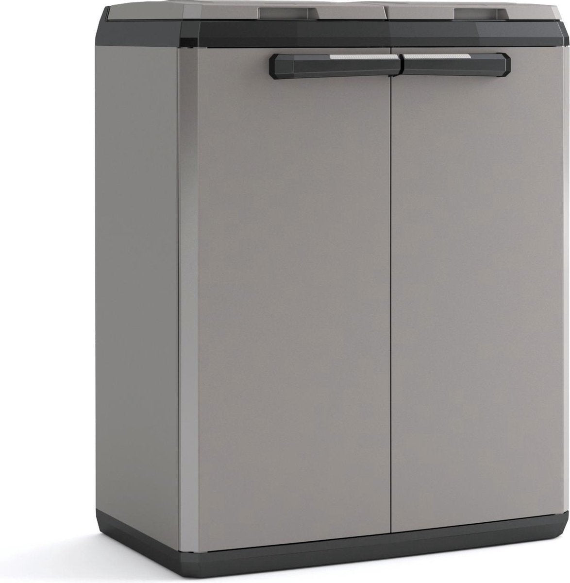 Keter split basic recycling vuilnisbak voor buiten - 68x39x85 cm - grijs zwart