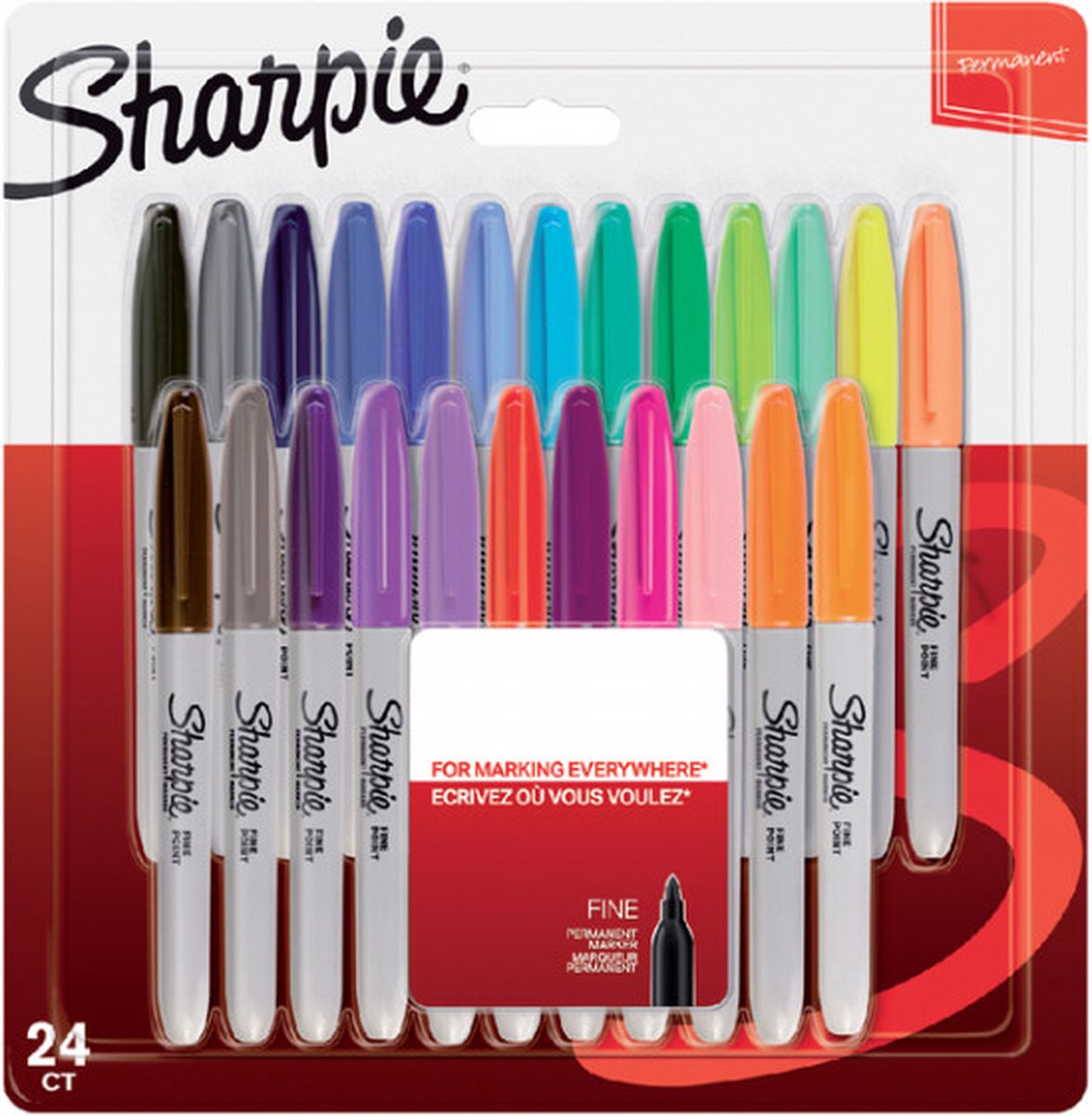 Sharpie permanentmarkers | fijne punt | diverse kleuren | 24 stuks