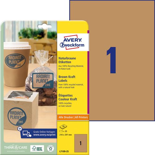 Labels avery l7109-25 210 x 297 mm