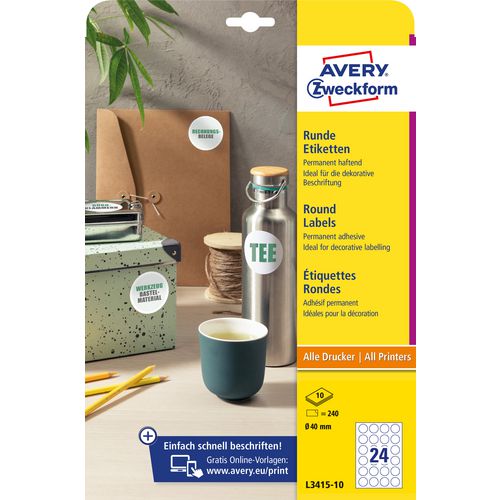 Avery zweckform labels avery l3415-10 ø40 mm