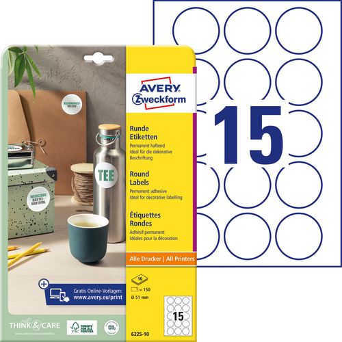 Labels avery 6225-10 120 labels ø51 mm