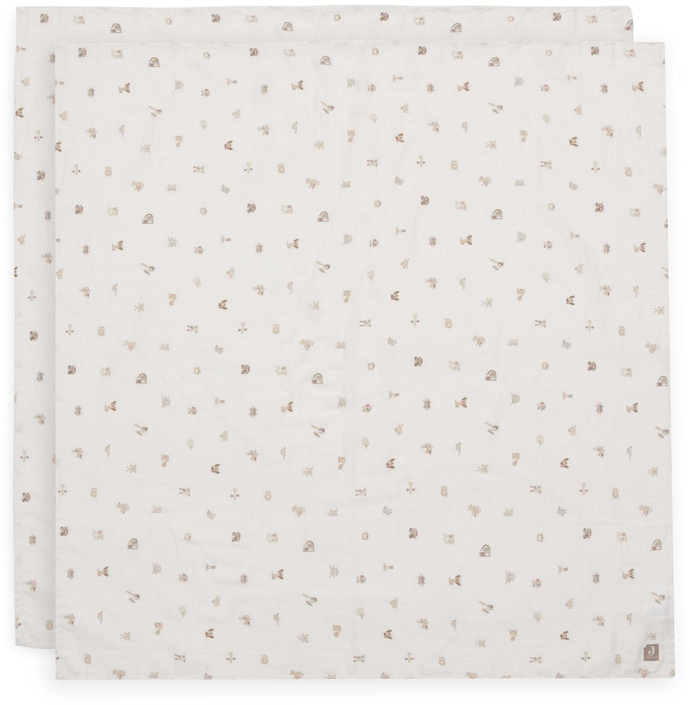 Jollein hydrofiele doek large - 115x115cm - animal friends - 2 stuks
